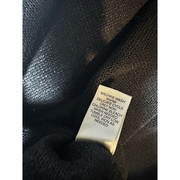 Soft By Avenue Black 3/4 Sleeve Sheer V-neck Sweater Sz 14/16 - Picture 6 of 7